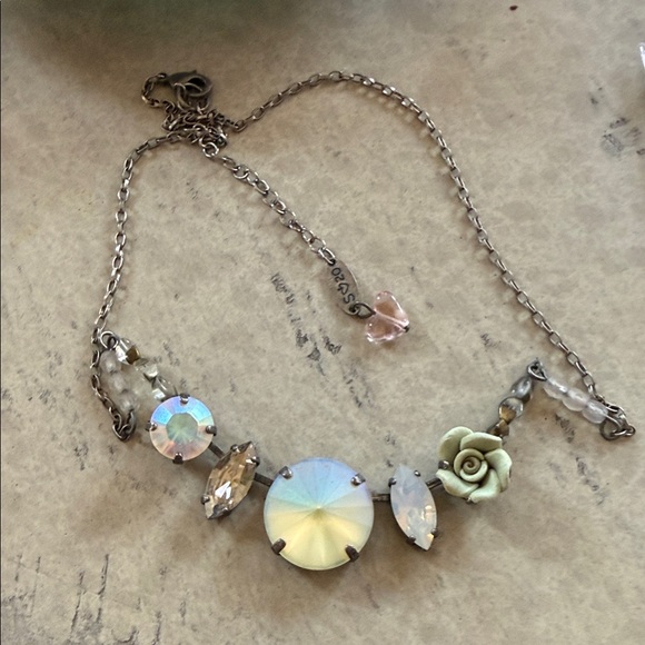 Sabika Spring 2020 Rose and Crystal Necklace - Picture 2 of 5